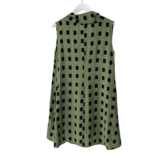 Cut Loose Womens Size Medium Cowl Neck A-Line Mini Dress Geo Print Green Black - Picture 2 of 11